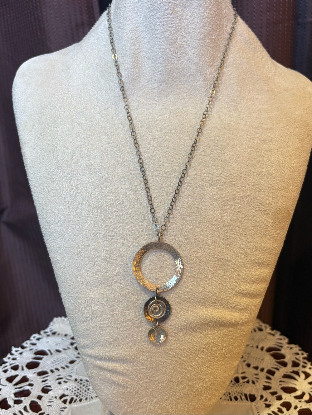 retired Silpada Sterling Silver Three-Disk Necklace